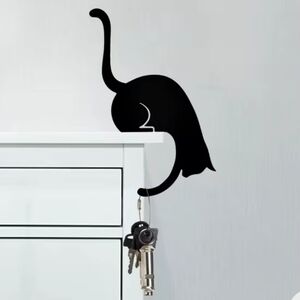 Metal Black Cat Wall Hanger Artori Design